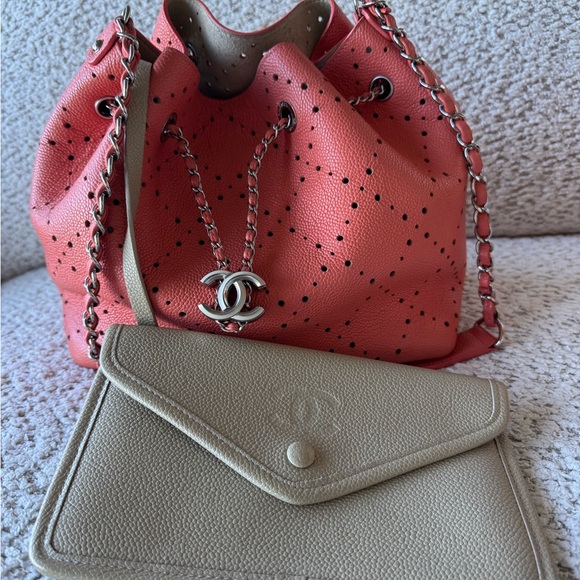 Chanel Pink Perforated Leather Shoulder Bag - Picture 7 of 12